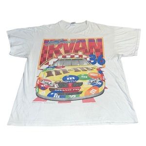 VTG 1999 Nascar Ernie Irvan M&M’s Racing Team White Shirt All Over Print AOP